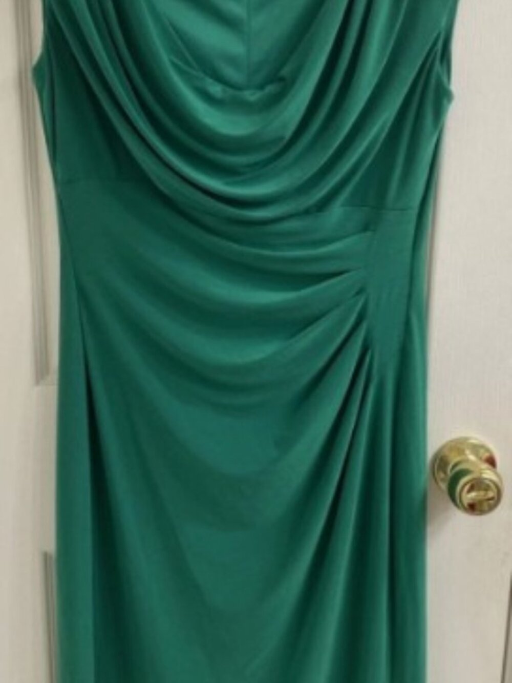 Lauren Ralph Lauren Dress Rouched Cowl Neck Sleeveless Green Size 10
